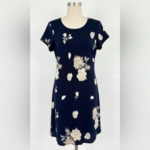 Vintage Dress Navy Floral and Seashells Short Sleeve Size 12P Jessica Howard